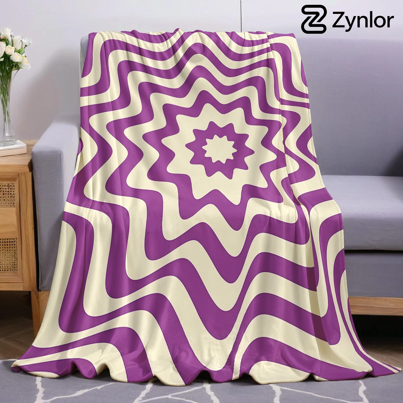 Purple Swirl Optical Lightweight Microfiber Soft Christmas Fleece Blanket Warm Cozy Throw for Bed Sofa Office Travel All Season