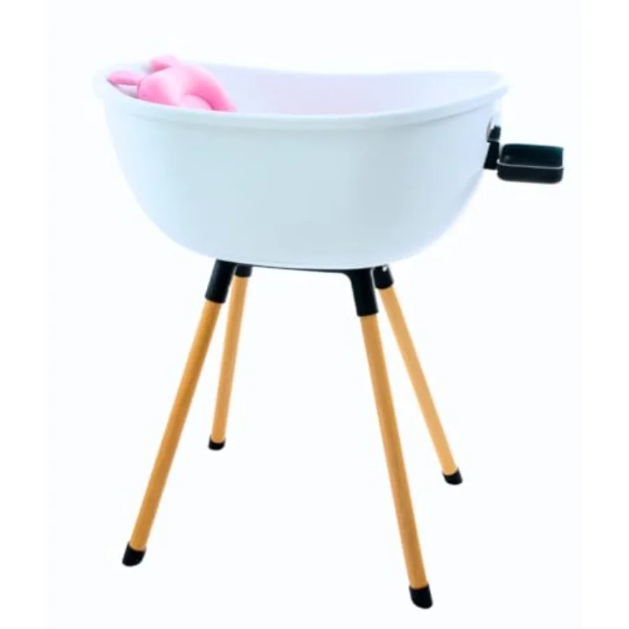 

Роскошная детская ванночка с деревянной подставкой, 3-ступенчатая трансформируемая модель, эргономичный дизайн для комфорта и экономии усилий, розовый комплект