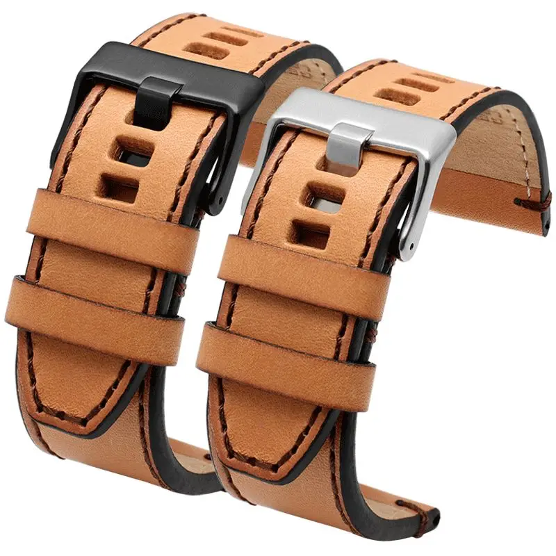 24mm 26mm 28mm Vintage cowhide watch band For Diesel DZ7413 DZ4318 DZ4343 DZ4323 DZ4476 DZ7408 DZ7406 Brown Willow Nail Strap