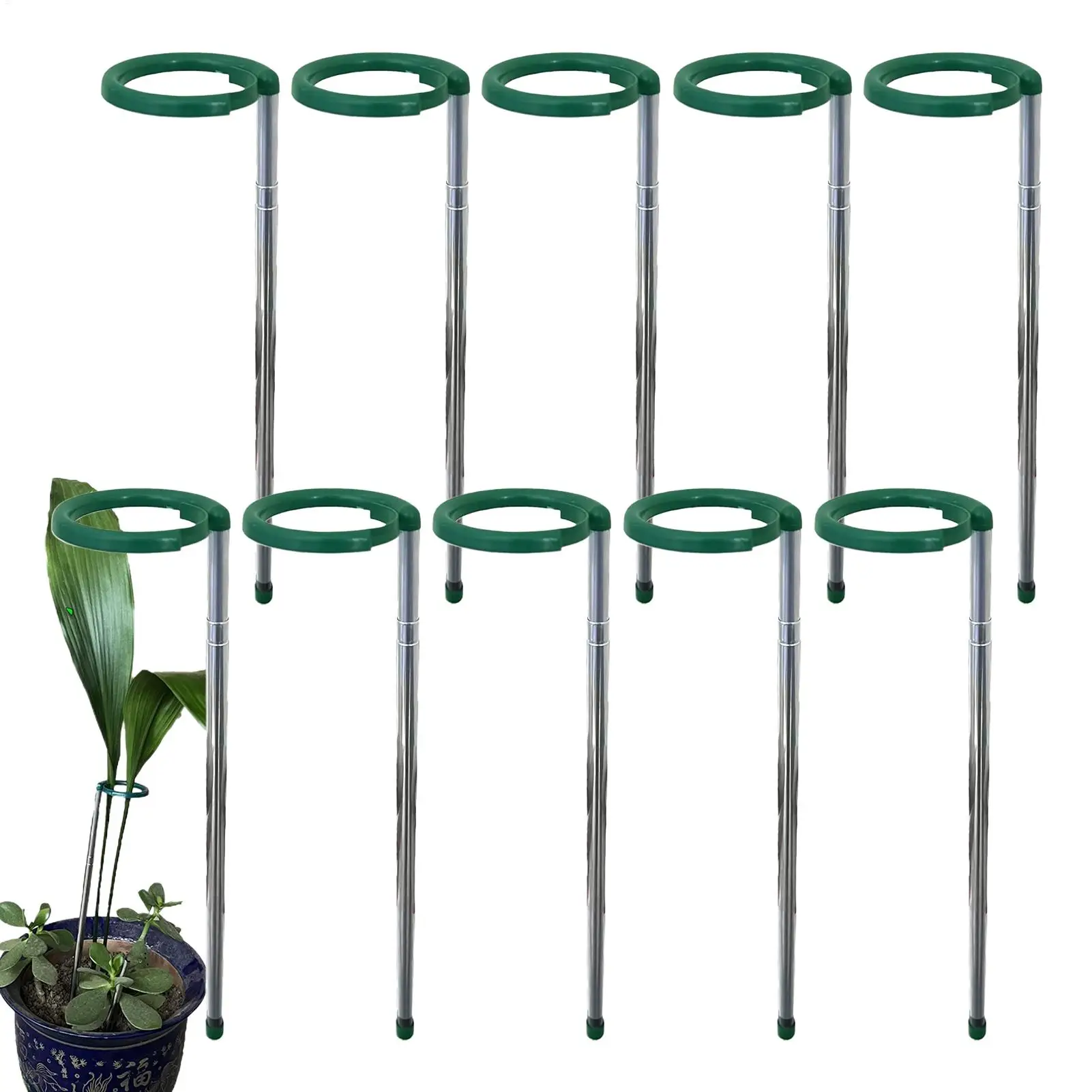 

Plant Support Stakes Indoor Plant Stakes With Adjustable Height 10 Pieces Stainless Steel Stem Holder Pole With Clip For