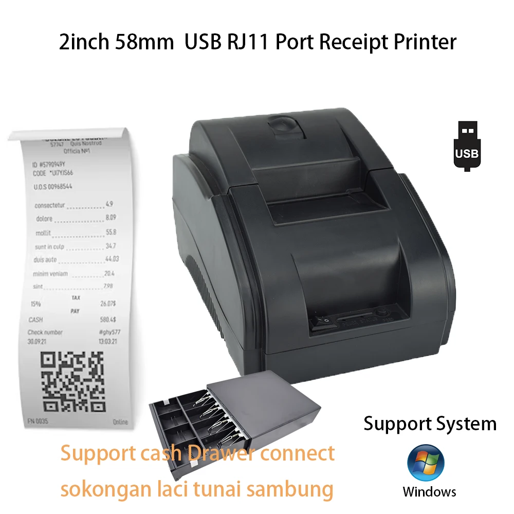 Desktop 58mm USB Port Thermal Receipt Printer Thermal Bill Printer for Pos Machine