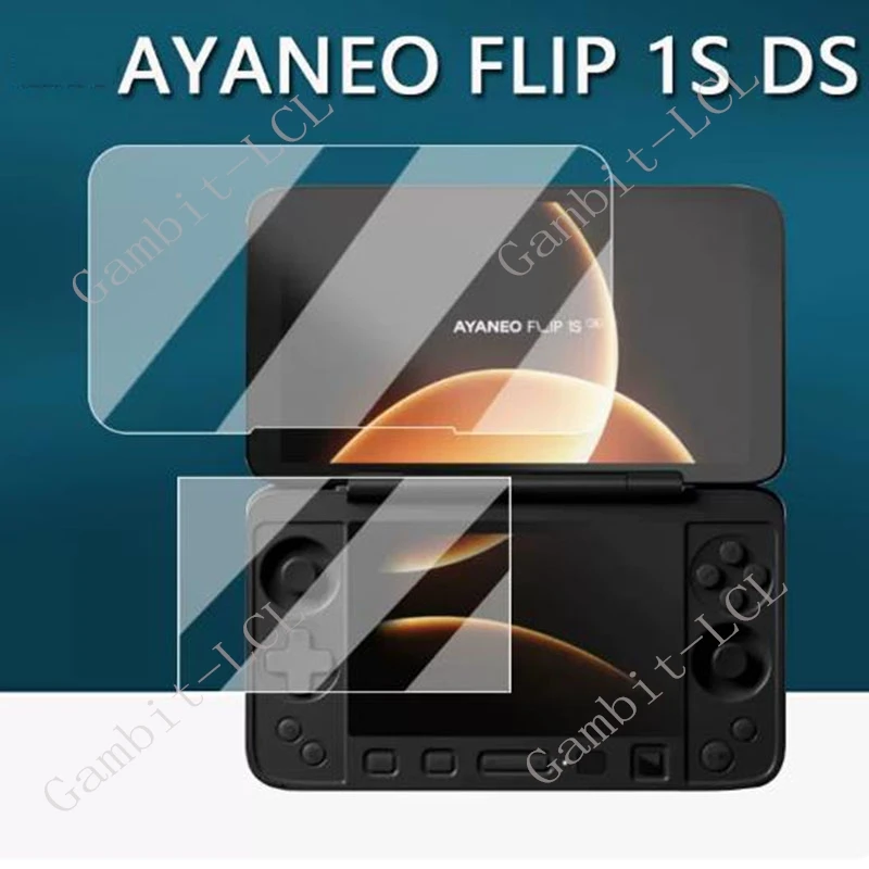 2/4 Stück Displayschutzfolie für AYANEO Flip 1S DS Flip1S Version, schützende Anti-Kratz-Abdeckfolie (Glas + weiche Folie)