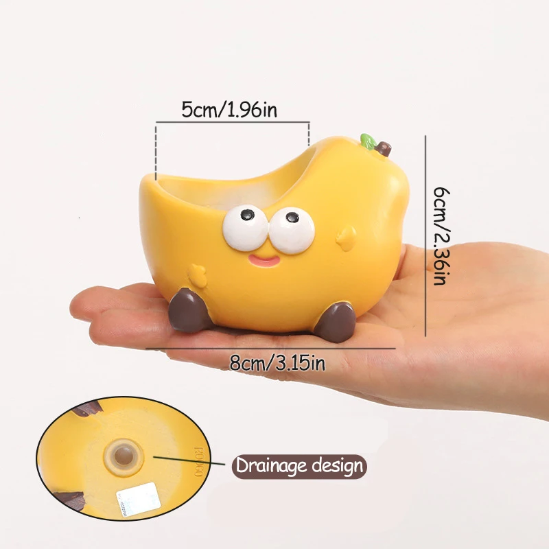 Cute Fruit Theme Mini Plant Pot Resin Flowerpot for Succulent Plants Small Container for Indoor Desktop Home Garden Decoration