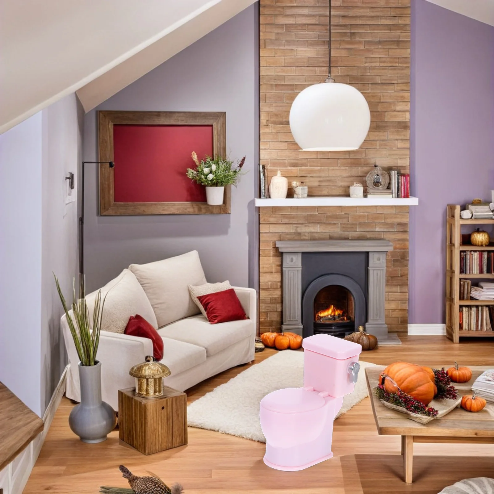 2Pcs Dollhouse Bathroom Accessories Miniature Toilet Set for Tiny House Furniture Realistic Design Kids Role Playing Learning