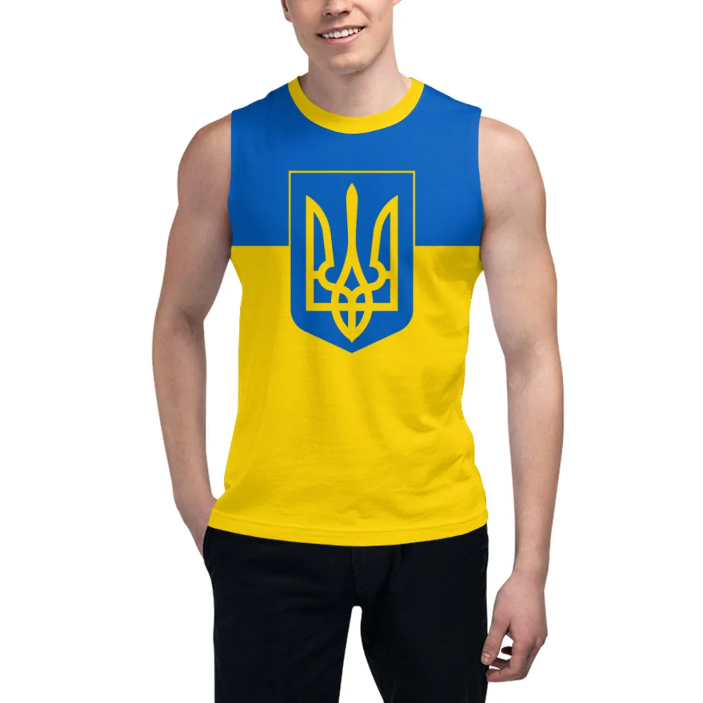 Sleeveless T-shirt Ukraine Flag 3D Men's Boys Tshirt Gyms Tank Tops Fitness Joggers Basketball Training Vest