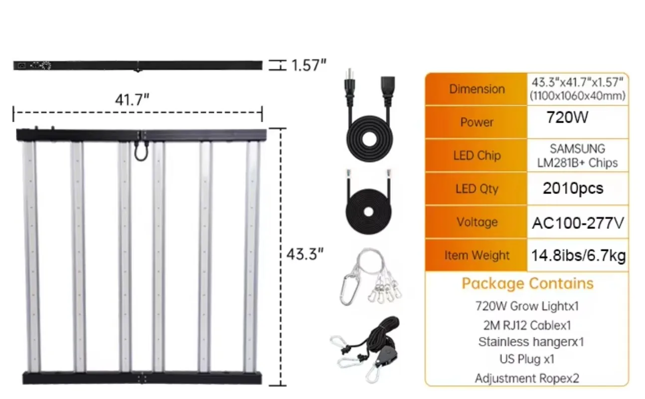 Full Spectrum Dual Channel Dimmable Energy Saving IP54 Aluminum Material 720 Watts Light Emitting Diode Fast Delivery