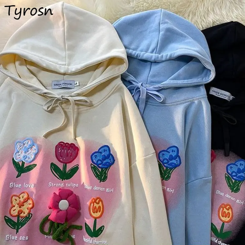 

Hoodies Women Loose L-4XL Simple All-match Sweet Daily Students Spring Korean Style Print Elegant Design Fashion Leisure Cozy