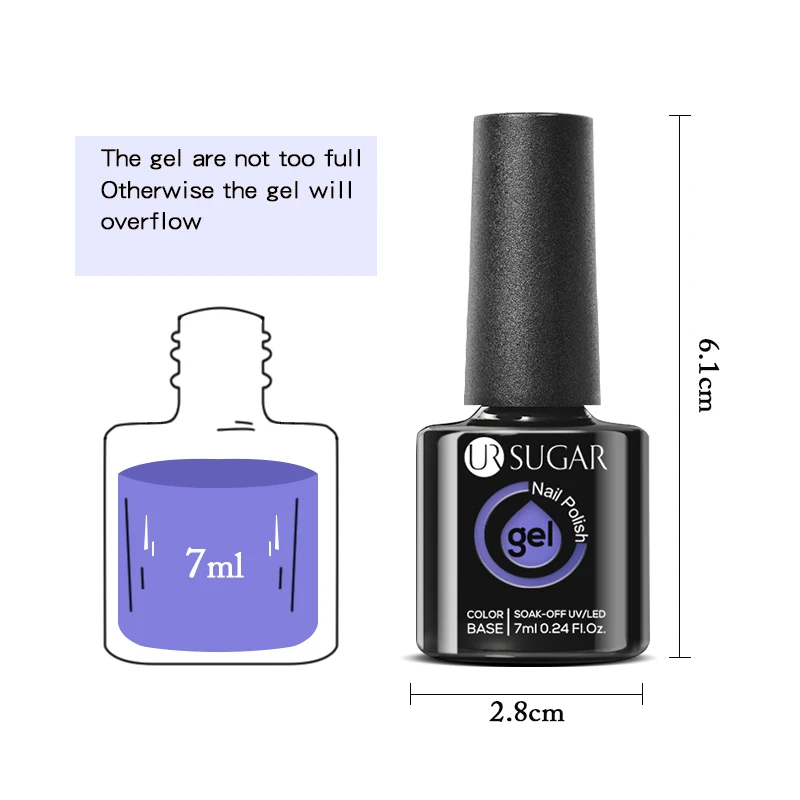 UR SUGAR 7ml Gel Polish Glass Bottle Marca Color Nail Gel Semi-permanent Soak Off Base Top MATT Gel Varnish Manicure Nails Art