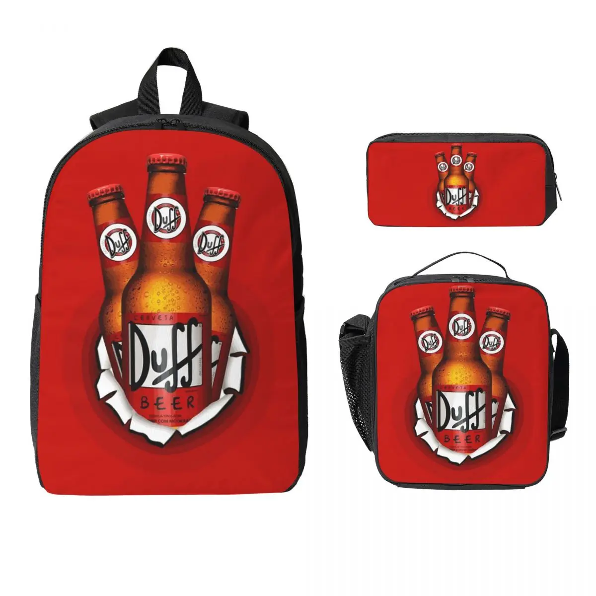 

Duff Beer Backpack Student BookBag School Bag Computer Shoulder Bags 3ps Insulated Lunch Bag Pencil Case