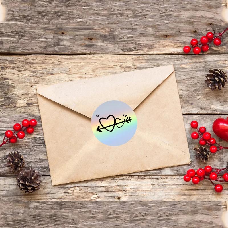 2 Rolls 2 Inch Cirkel Holografische Thermische Label Stickers Zilver Fit Voor Phomemo M110/M220, zelfklevende Cirkel Thermisch Label Papier