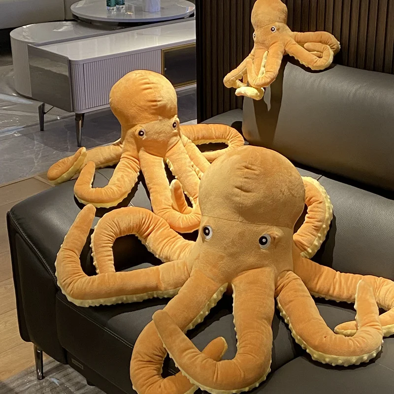 Simulation Yellow Octopus Plush Toy Lifelike Stuffed Animals Plushies Doll Cartoon Soft Pillow for Girls Boys Birthday Gifts