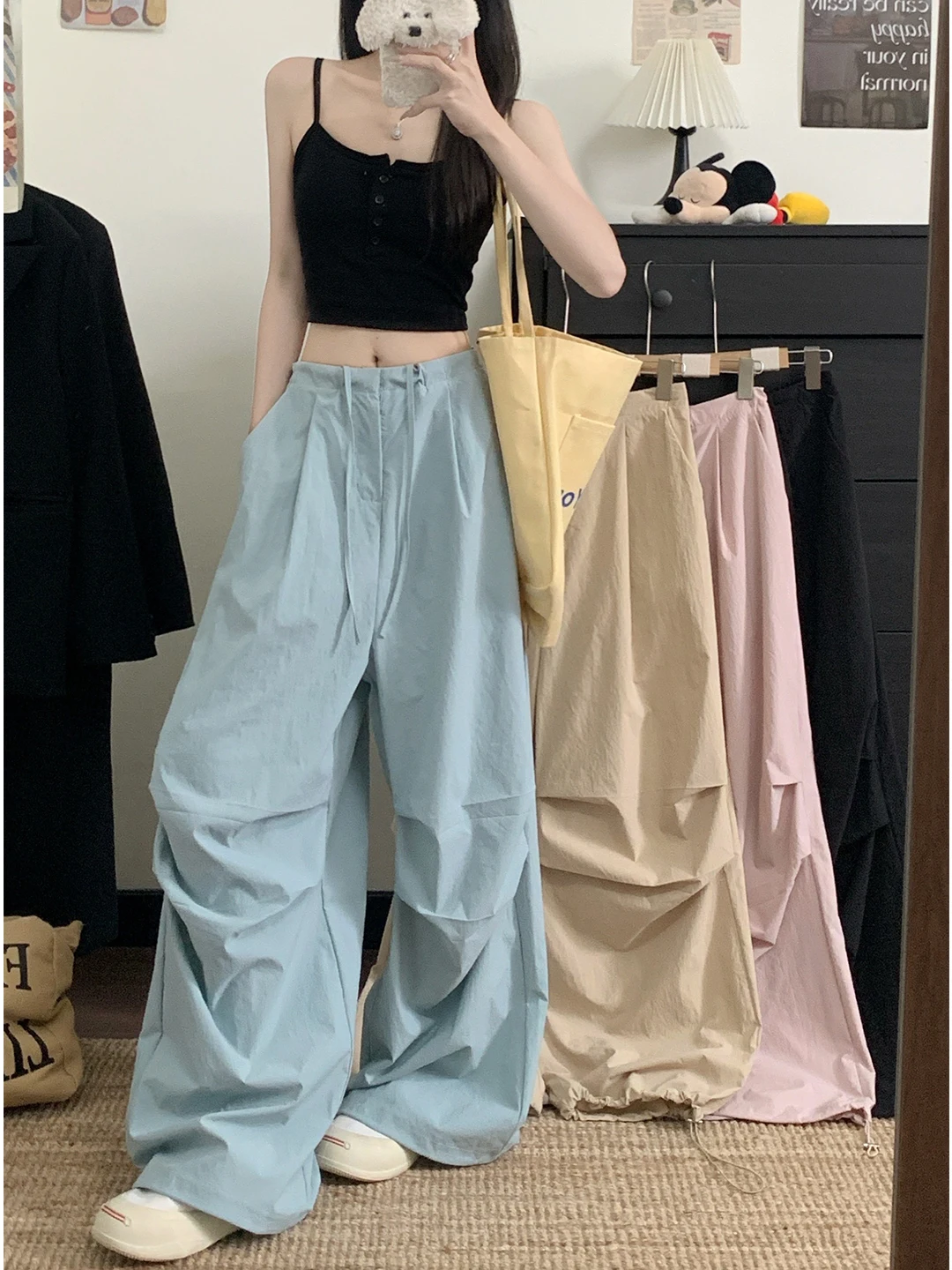 

High Waist Drawstring Workwear Casual Pants Women Summer 2026 New Style Versatile Loose Trousers Korean Style Commute Wind