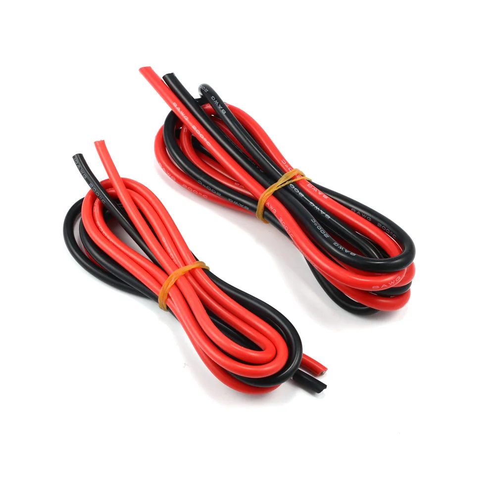 2m/lot Silicon Wire 8 10 12 14 16 18 20 22AWG Heatproof Soft Silicone Silica Gel Wire Cable (1meter Red+1meter Black)
