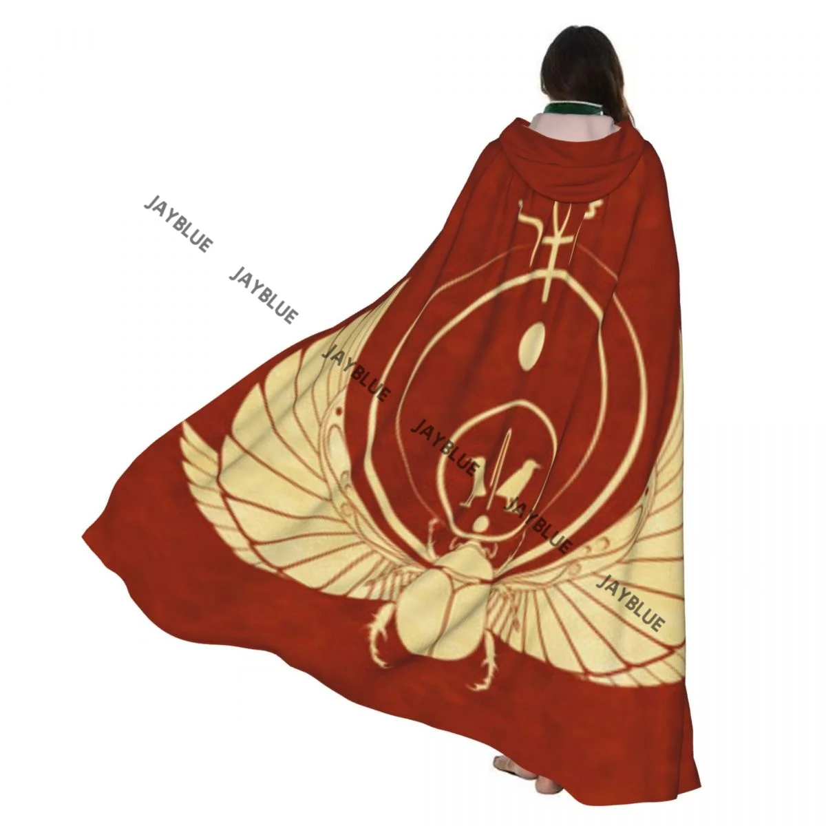 เสื้อคลุมผู้ใหญ่แบบมีฮู้ดลายด้วงอียิปต์มีปีก ชุดแฟนซียุคกลาง แม่มด วิคคา แวมไพร์ เอลฟ์ ปูริม งานคาร์นิวัล ปาร์ตี้