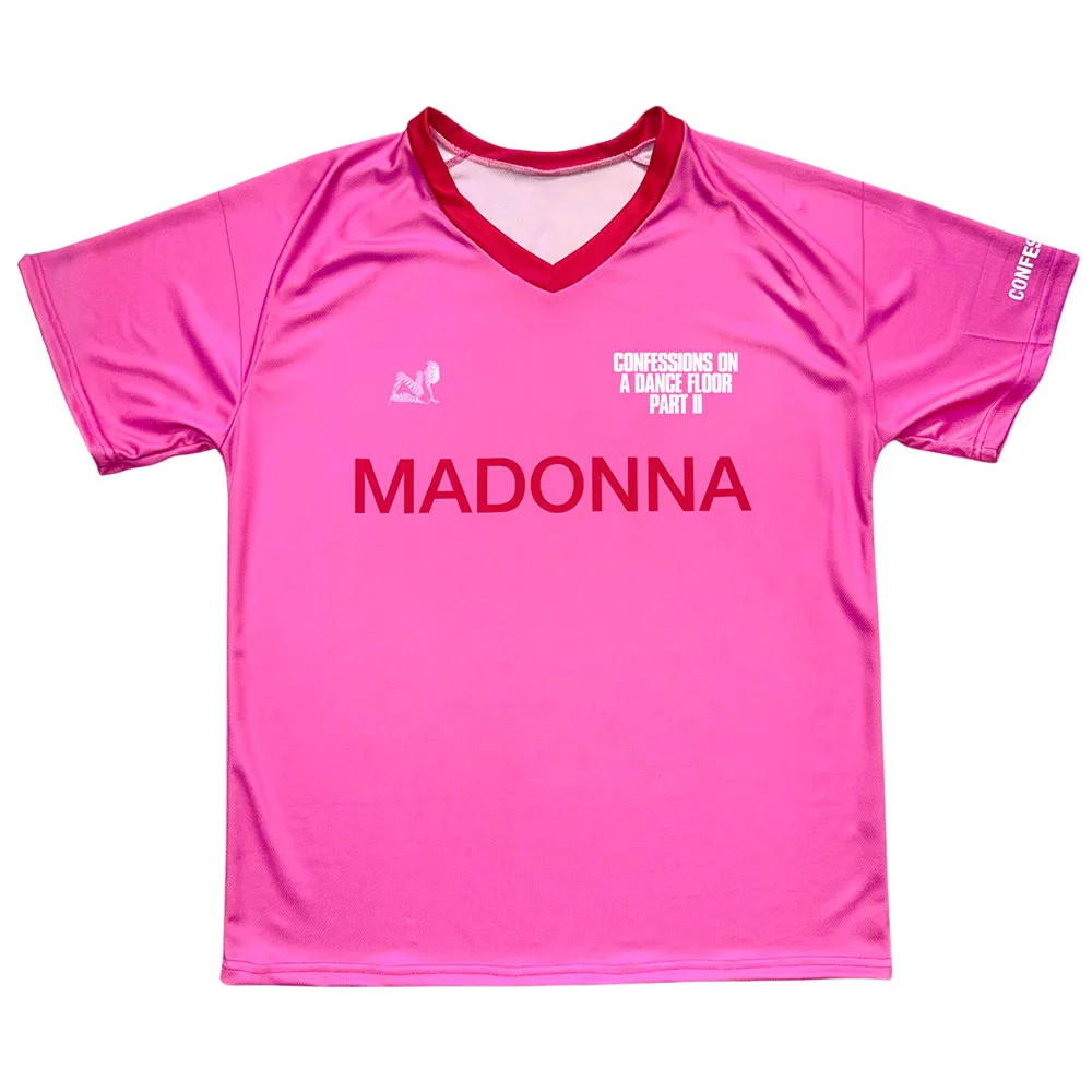 Pink MADONNAA CONFESSIONS II JERSEY V-neck Short Sleeve Loose Men Women T-shirt Summer Casual Unisex Streetwear Graphic Merch