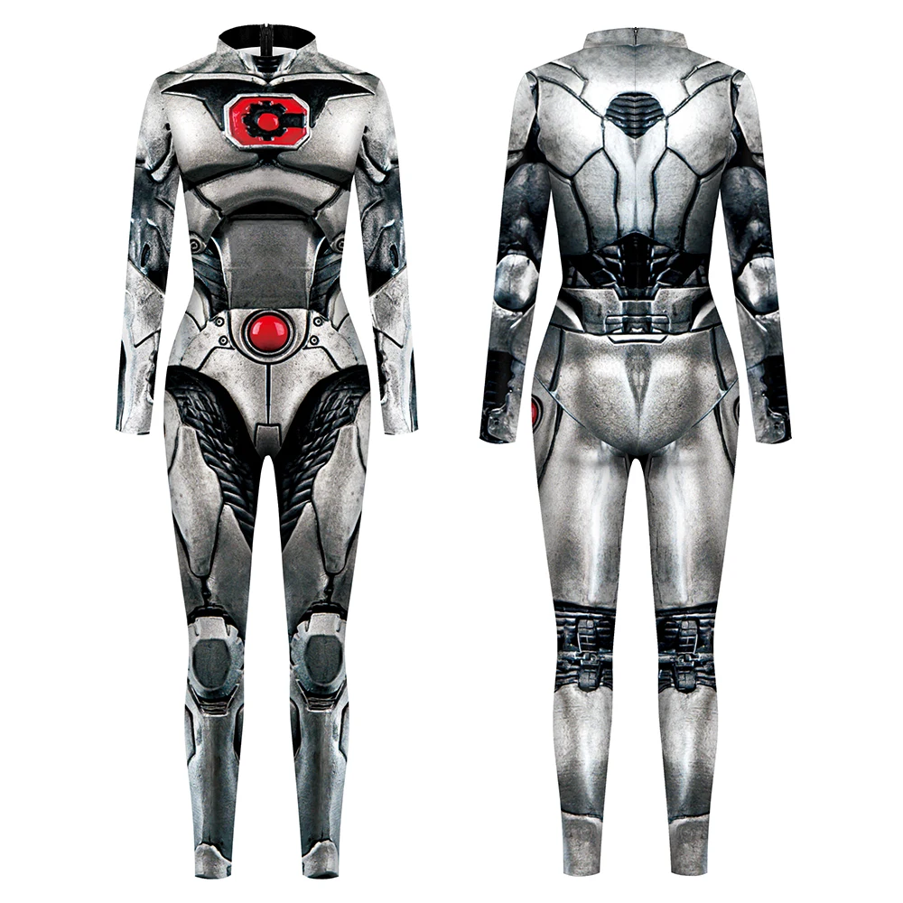 Armored Robot Jumpsuit Men Anime Movie Cosplay Costume Halloween Bodysuit Adult Zentai Suit Party 3D Printing Rompers Catsuit