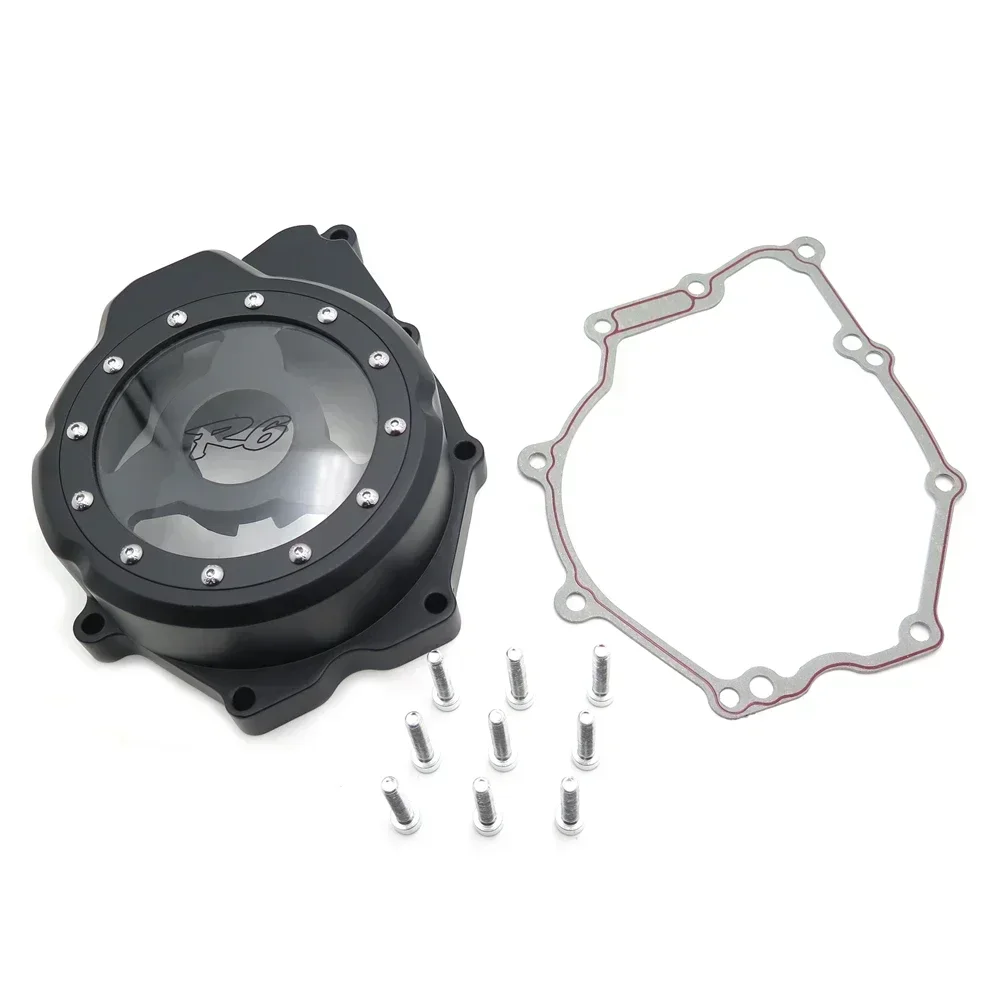 

Motorcycle Left Side See Through Engine Stator Cover For Yamaha YZF-R6 2006-2022 Black