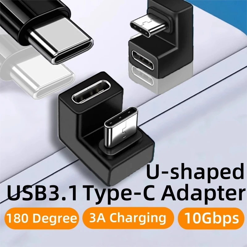 Type-C Female To Male U-Shaped Connector 4K 10Gbps Data Transfer QC PD Fast Charging Adapter for Mobile Phone Game Tablet Laptop
