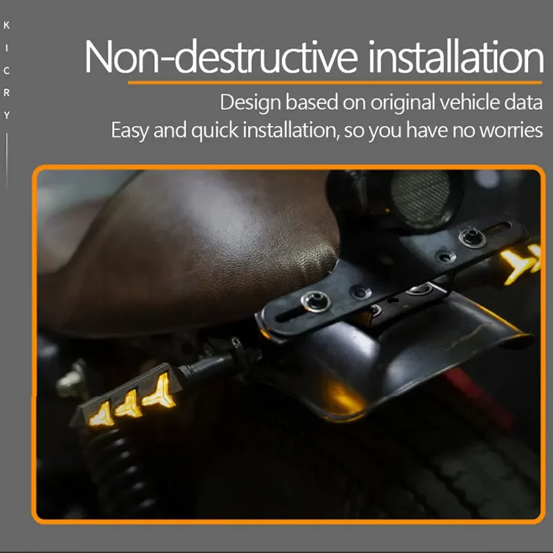 2PCS Motorbike LED Motorcycle Turn Signal Light Flowing Fishbone Indicator Lights Daytime Running Lights 12V image 4