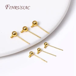 3/4MM Ball Post Earring with Closed Ring 18K Gold-Plated Silver Needle Material Earrings DIY Jewelry Making Earrings Accessories