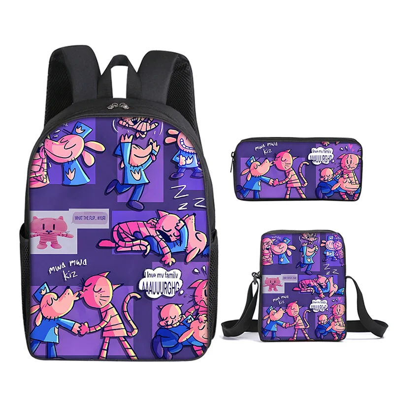 Classic Popular Funny Dog Man's 3D Print 3pcs/Set pupil School Bags Laptop Daypack Backpack Inclined shoulder bag Pencil Case