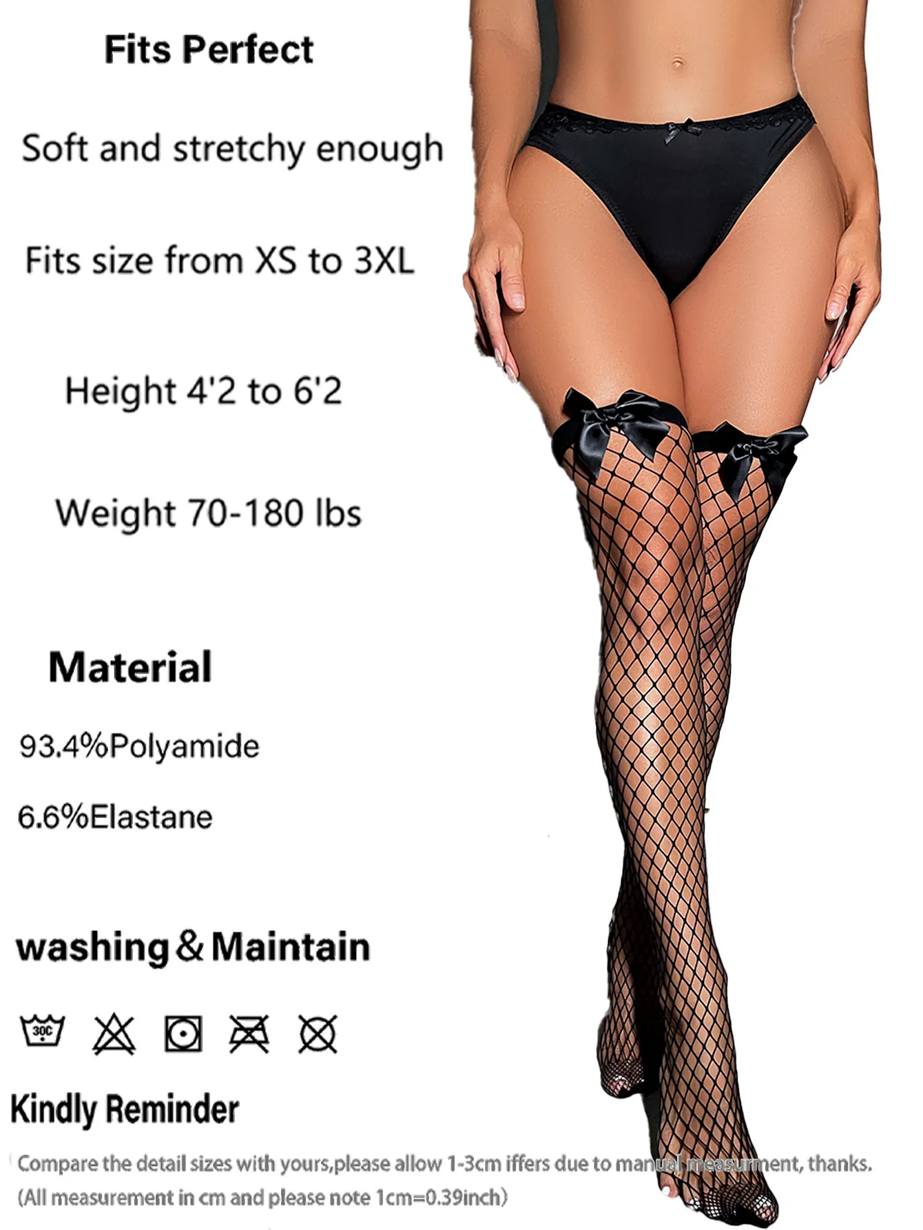 Sexy pure desire ins elastic bow stockings women's black silk long fishnet solid color mid-stockings thigh socks