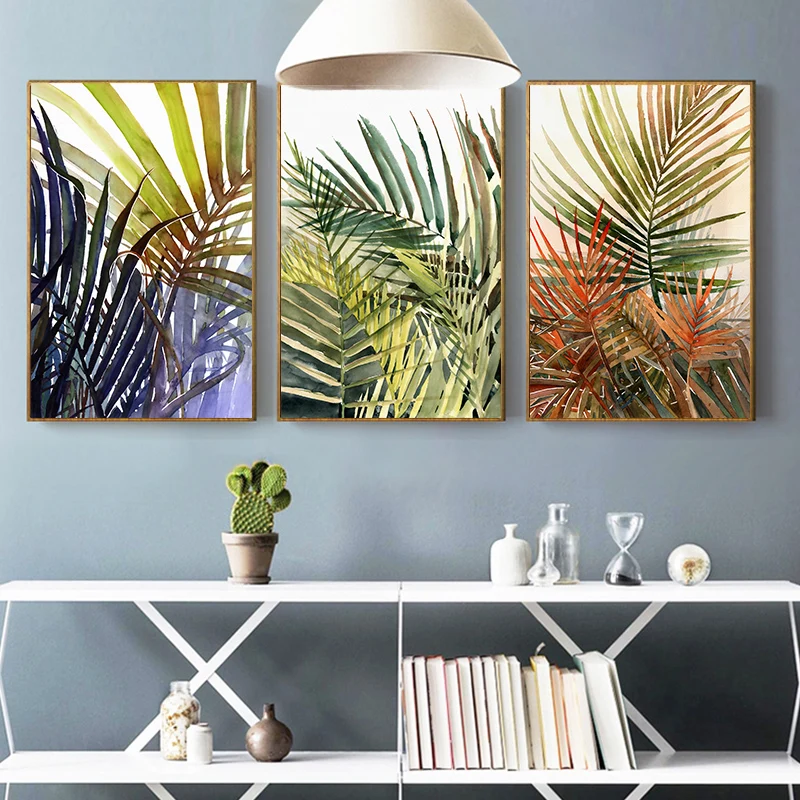 3pcs frameless Canvas Painting  Abstract Canvas Poster Pictures Nordic Plant Leaves Modern Living Room Dining Room Office Interi