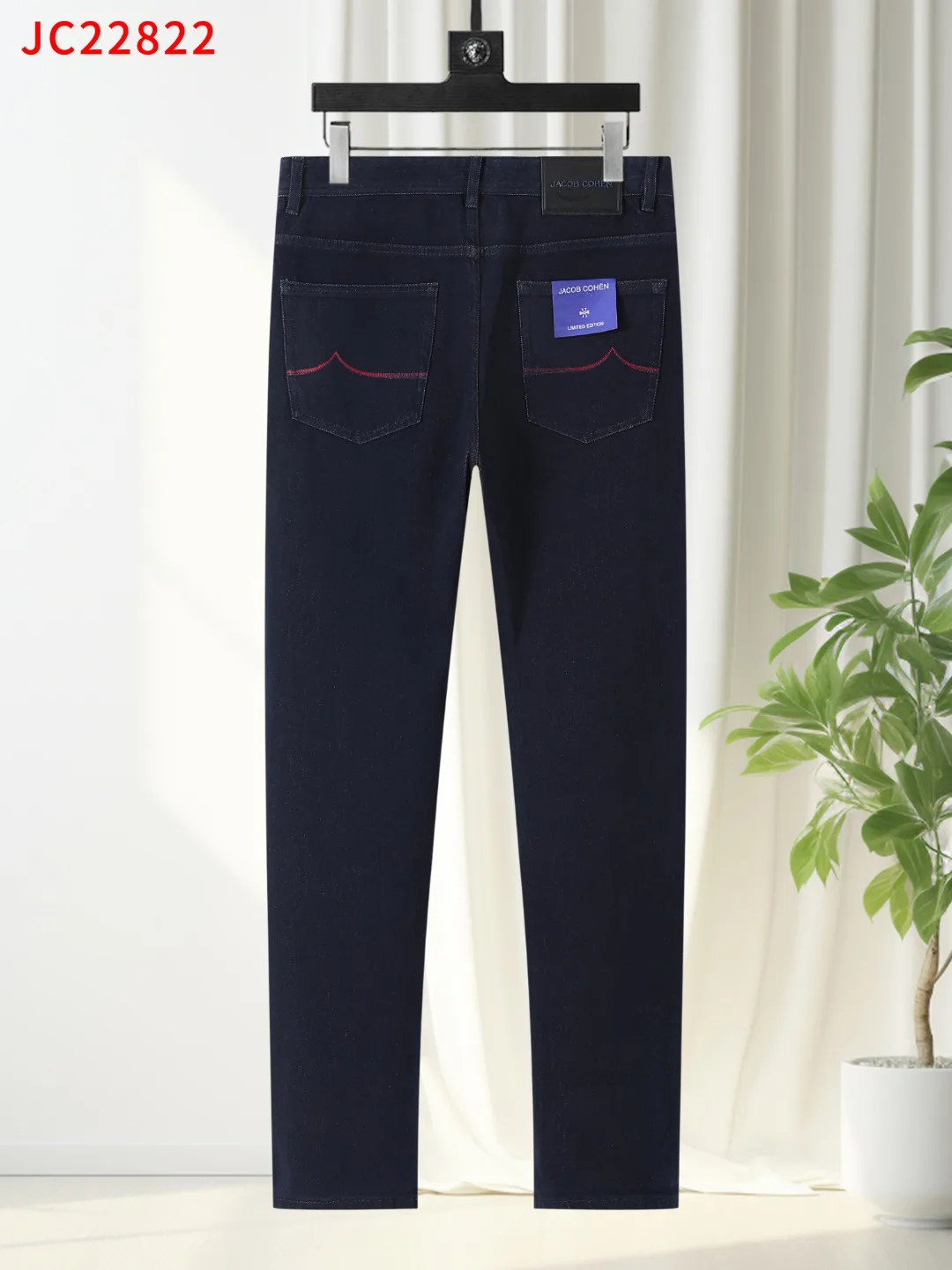 BLSK CPRT Jeans de algodón grueso para hombre 2025 Otoño Invierno nuevo bordado elasticidad cálido comodidad moda recta talla grande 30-42 pantalones