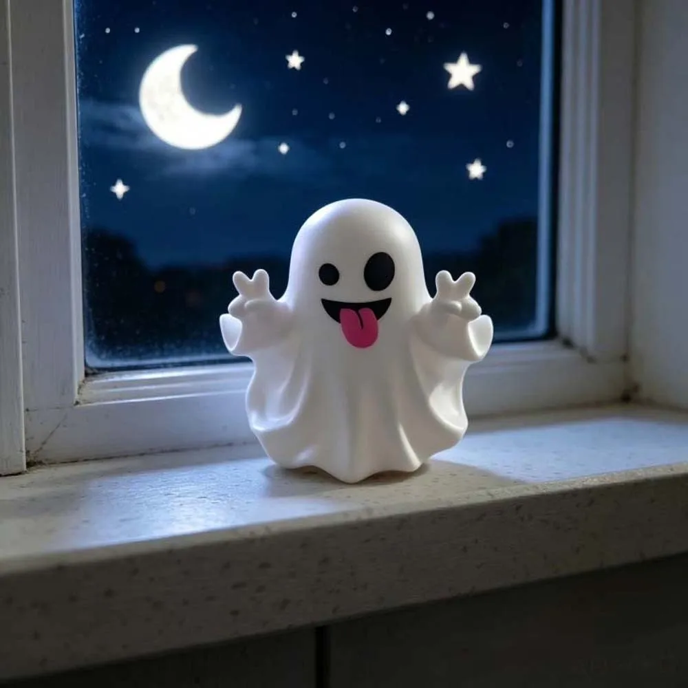 PVC Cute Ghost Figurine Cute Expressions Light Weight Mini Desk Ornament Eco Friendly Pure White Ghost Pen Holder