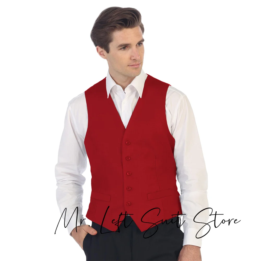 Sleeveless Men's Suit Vests Single Breasted Slim Fit Groomsmen Waistcoat for Wedding Business Male Coat Customized