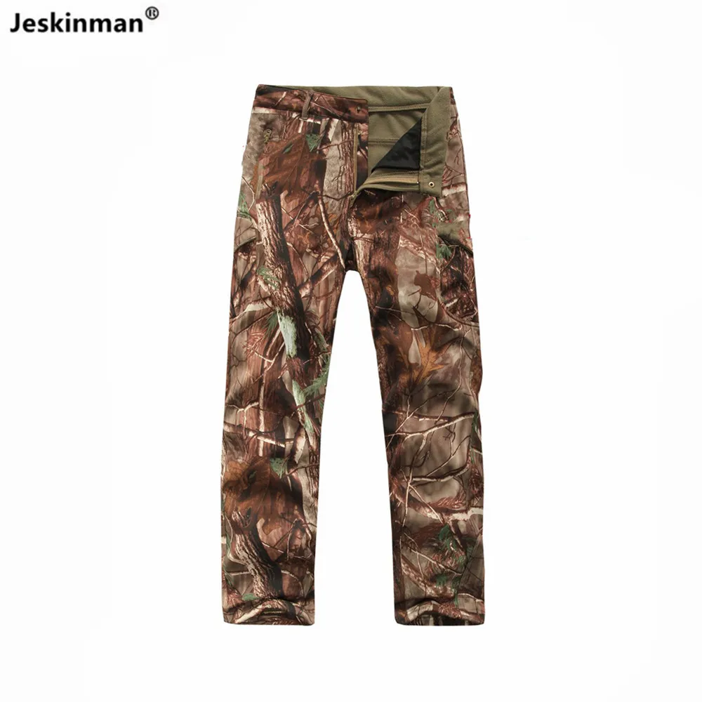 Waterproof soft-shell Tree Bionic Camouflage Hunting Fishing Full Pants Fleece Keep Warm Hiking Mountaineering Pants