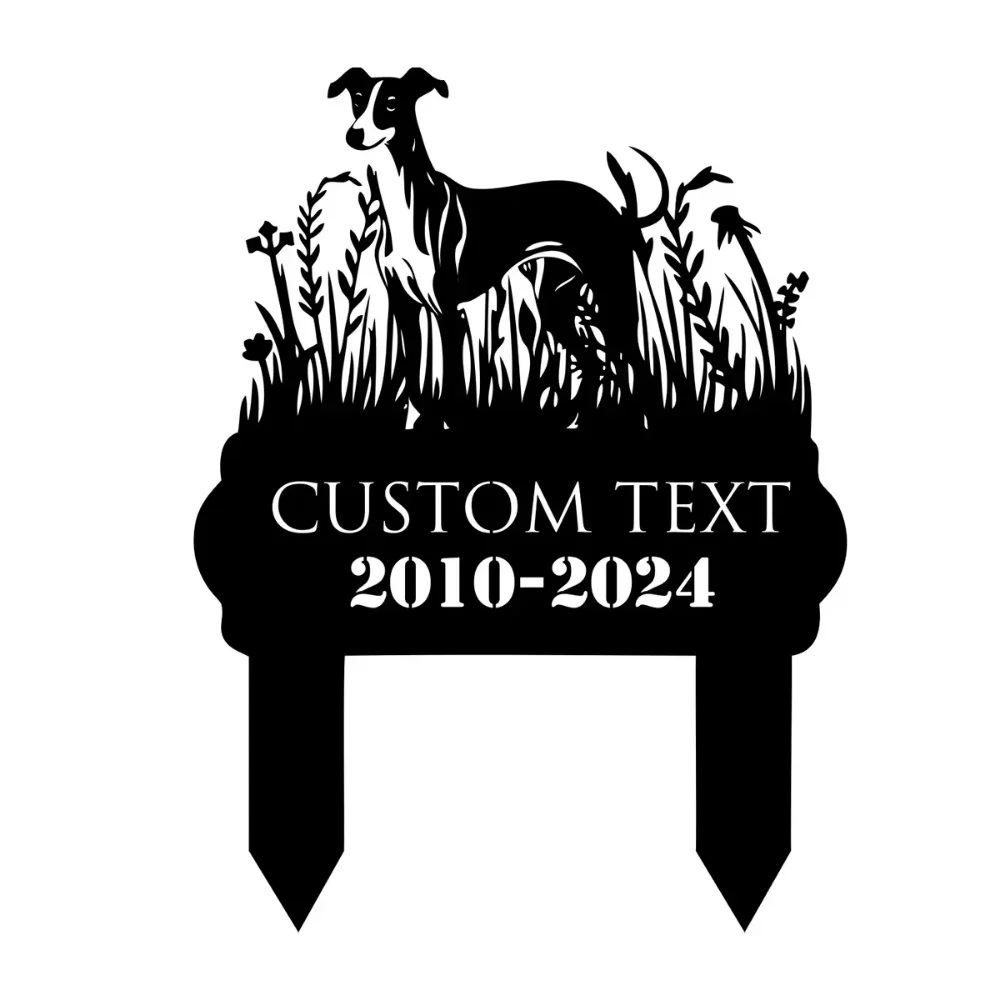 

Exclusive Custom Metal Sign Stake for Whippet Dogs. Ideal Outdoor Pet Memorial. Adds Charm to Yard.