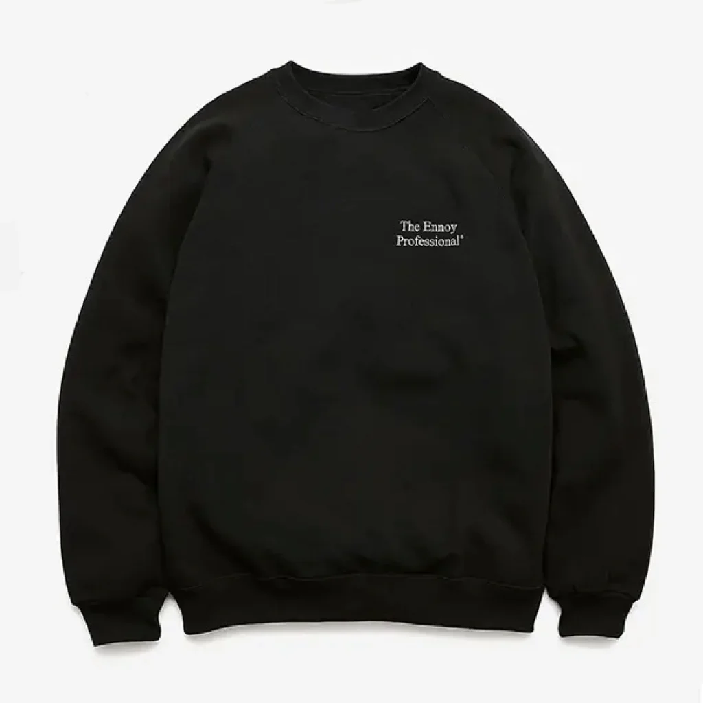 The Ennoy Professional solid color letter Japanese round neck pullover sweatshirt all-match top