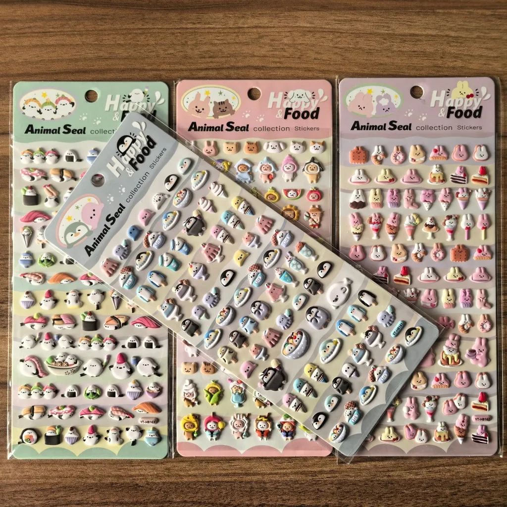 Juego de pegatinas 3D con sello animal (4 piezas) - Adorables adornos para planificadores, manualidades y cuadernos BulingBulingStickers Store