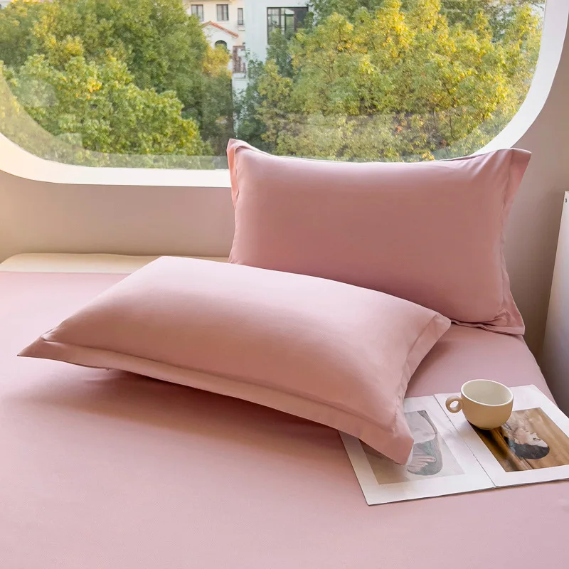 Thick Wide Edged Solid Color Pillowcase Skin Friendly Cotton Pillow Cases for Hotels Homestays Four Season Soft Home Textile