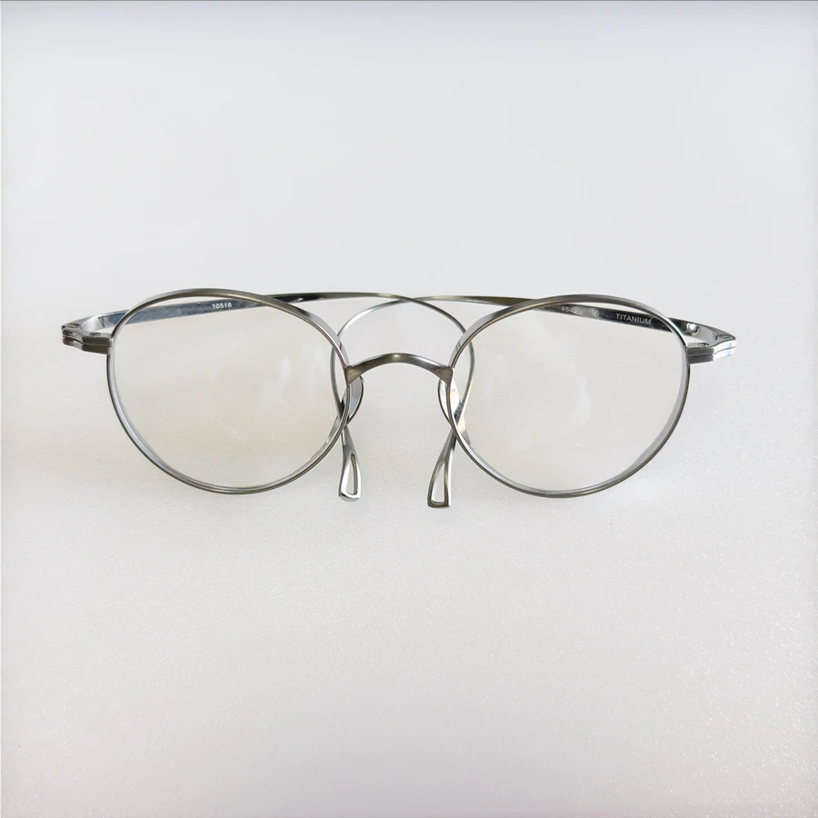 إطار نظارات من التيتانيوم البيضاوي القديم، معابد مرنة من التيتانيوم β-تيتانيوم، تصميم نظارات للجنسين، مقاس 48-21-140، KMN113