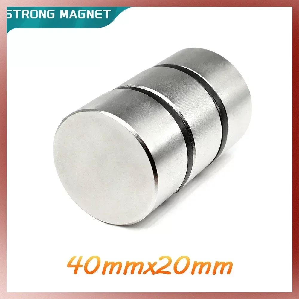 40x20 mm Thick Rare Earth Neodymium Magnet 40x20mm Big Strong Round Magnets N35 Permanent Disc Search Magnet 40X20