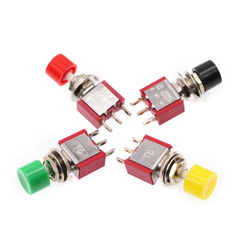 1Pcs 3Pin C-NO-NC 6mm Mini Momentary Automatic return Push Button Switch ON-(ON) 2A 250VAC/5A 120VAC Toggle Switches