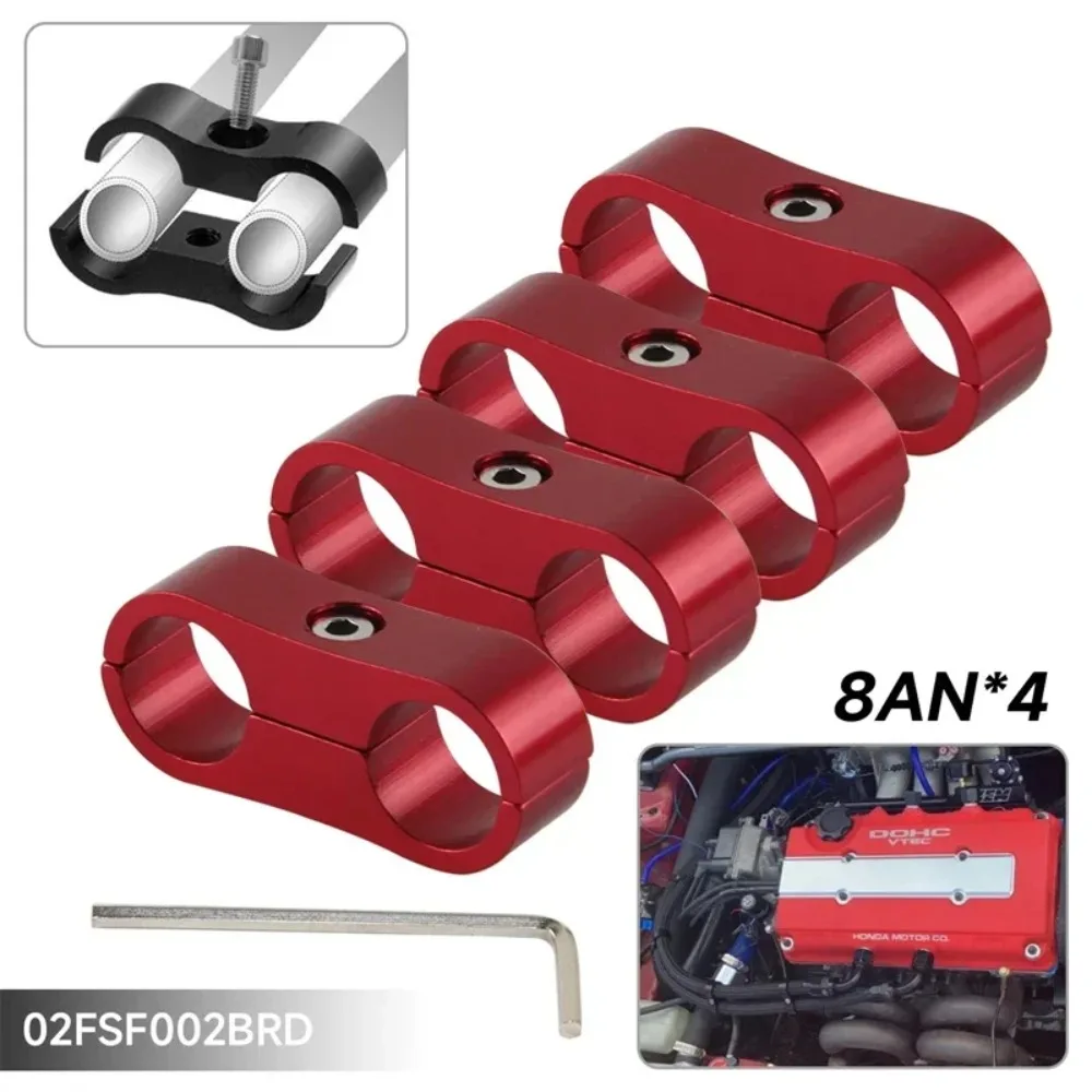 

8AN 4PCS 16MM 0.63'' Braided Hose Separator Clamp AN8 Fuel Line Fitting Adapter Bracket Aluminum Black/Blue/Red/Silver