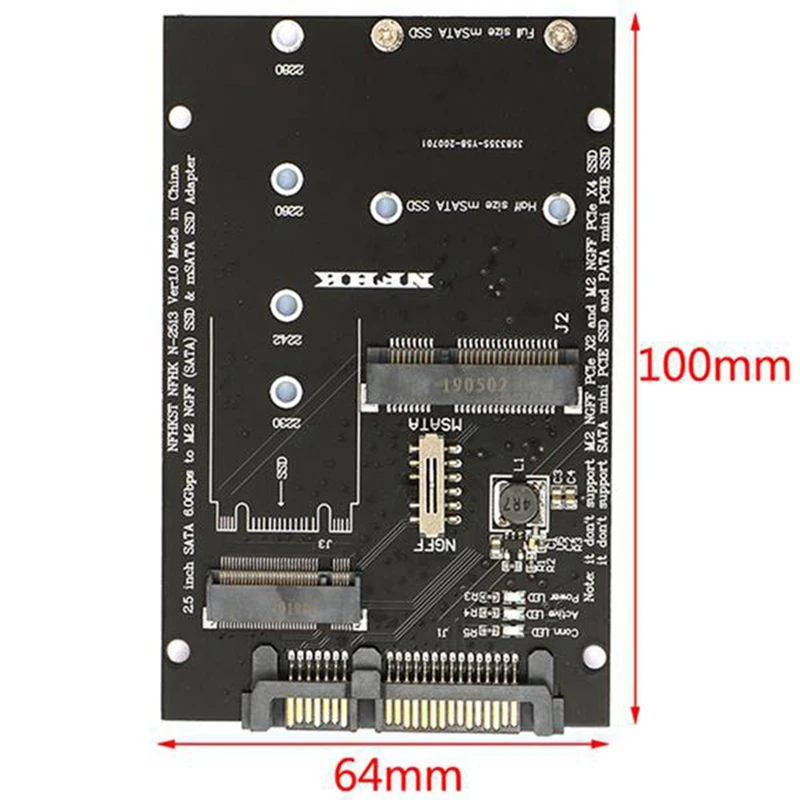 M.2 NGFF MSATA SSD To 2.5 Inch SATA 6.0Gbps 2 In 1 Adapter Converter Card Support PC Laptop Hard Disk Diagram