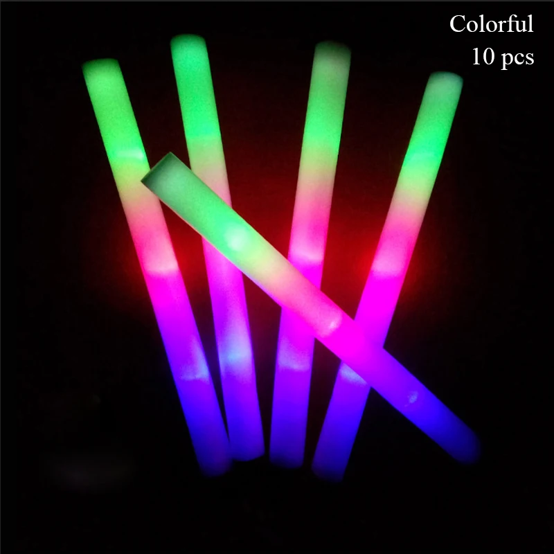 10 Pcs Colorful Sponge foam Fluorescent Stick Concert Responding to Aid Flash Stick Bar Performance Large LED Light Stick Props