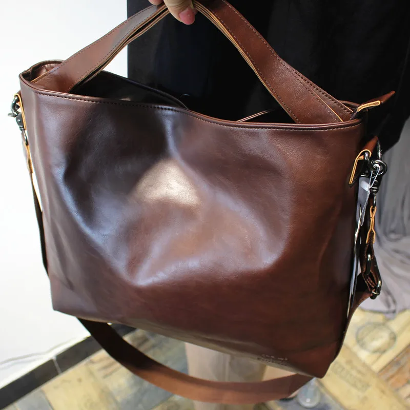 

Unisex Casual Crossbody Bag Large Capacity Soft Leather Tote Bag Commuting Handbag Street Style Fashion Multi-Functional Buck...