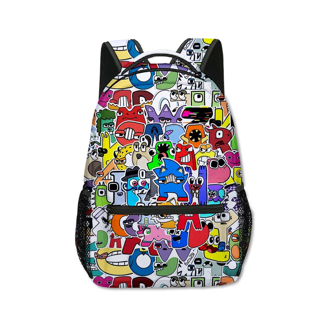 Harajuku Cool Youthful School Bags Unisex Alphabet Lore Travel Bags 3D Print Oxford Waterproof Notebook Shoulder Backpacks