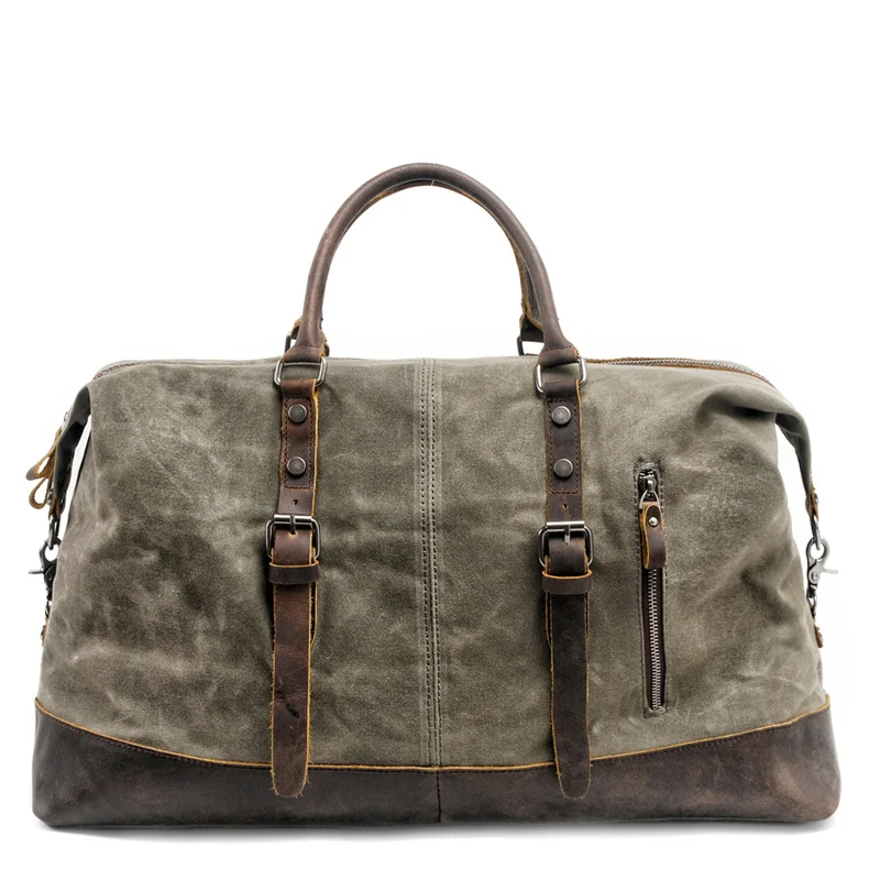 Vintage Wax Canvas Luggage bag Men Travel Bags Carry on Large Men Duffel Bags shoulder Weekend bag Overnight Big tote Handbag