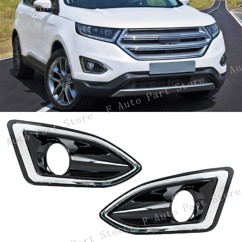 

For Ford Edge 2015 2016 2017 2018 Front Bumper Fog Light Lamp Trim Cover Frame Cap Lid