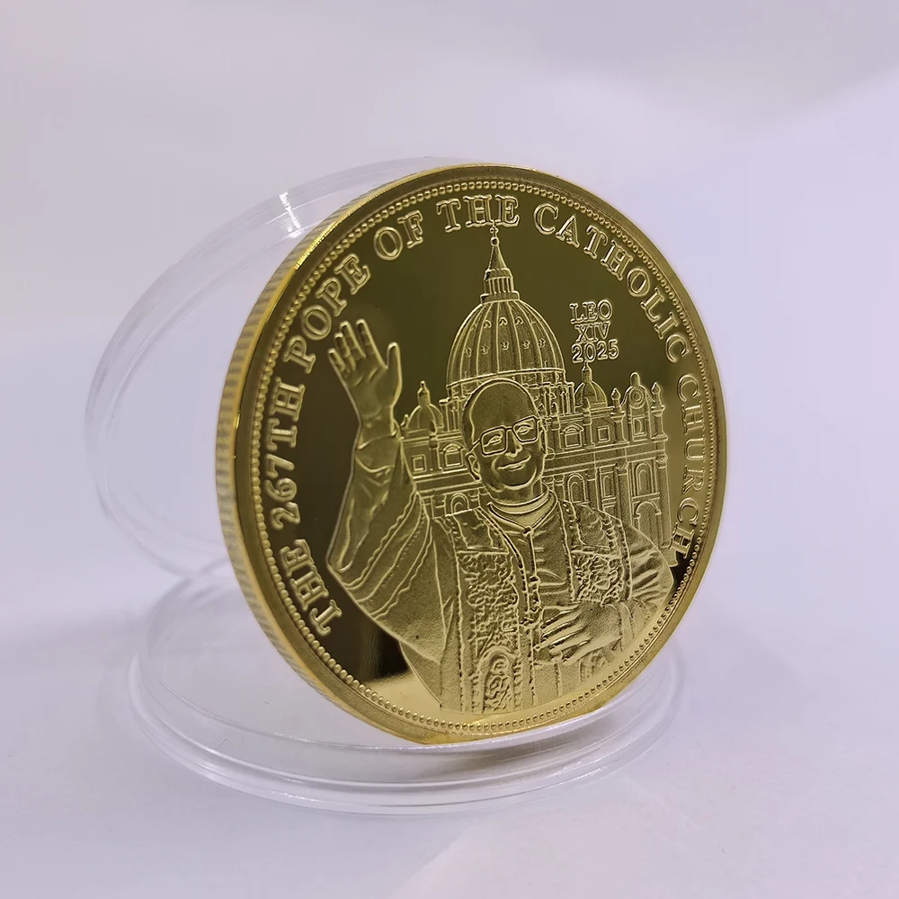 

Collectible Pope Coin Rome Coin For The 267th Pope Of The Catholic Church Gold Plated Coin Leo XIV 2025 Francis Souvenir Gifts