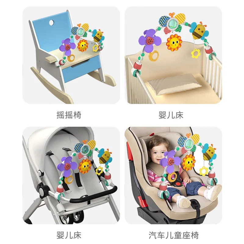 Holz Baby Rassel Handy 0-6 Monate weichen Filz Cartoon Schaf Stern Mond Neugeborene Spieluhr hängen Bett Glocke mobile Kleinkind Spielzeug Geschenk