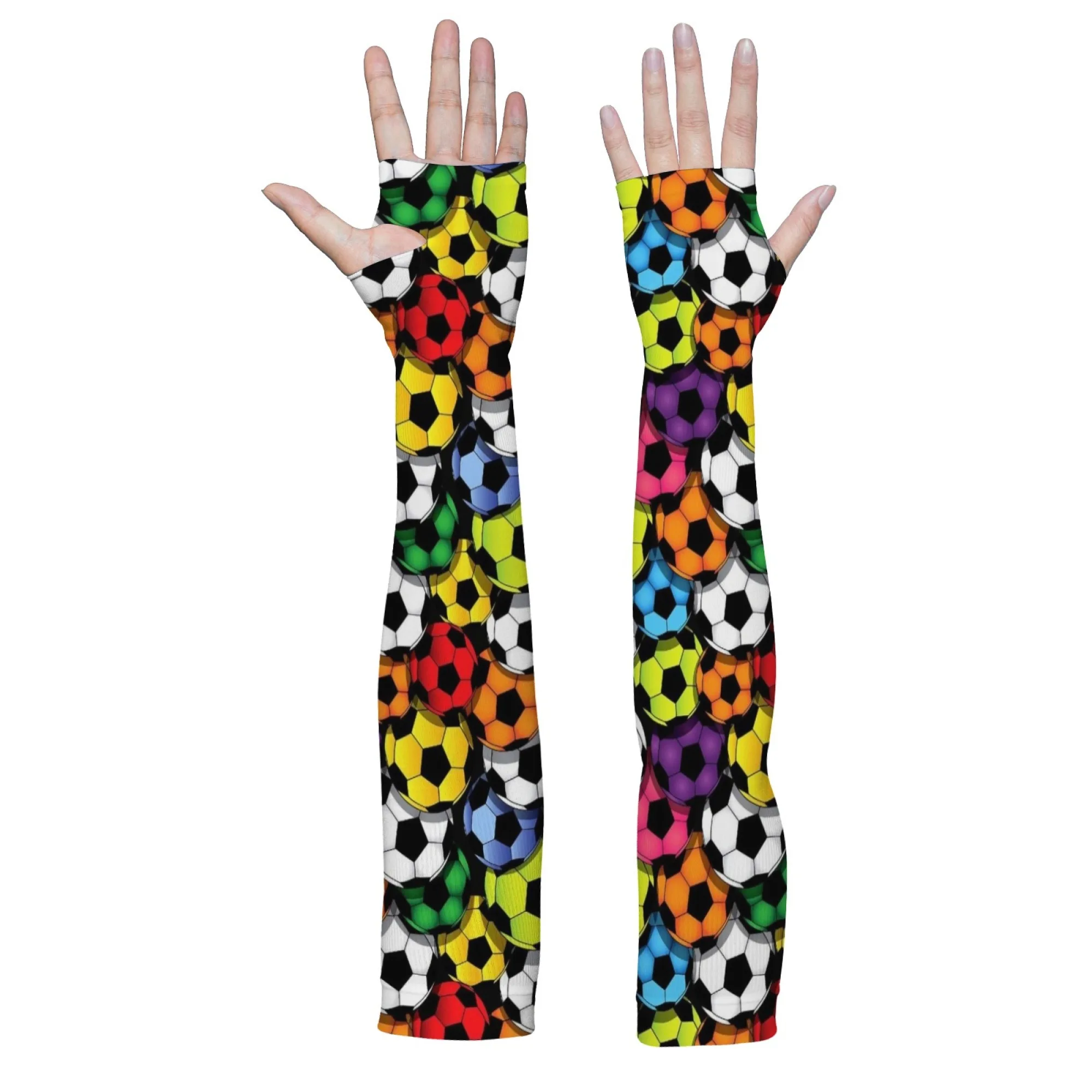 Maniche con stampa calcio felice cartone animato novità divertenti maniche protettive morbide traspiranti antiscivolo comode moda unisex