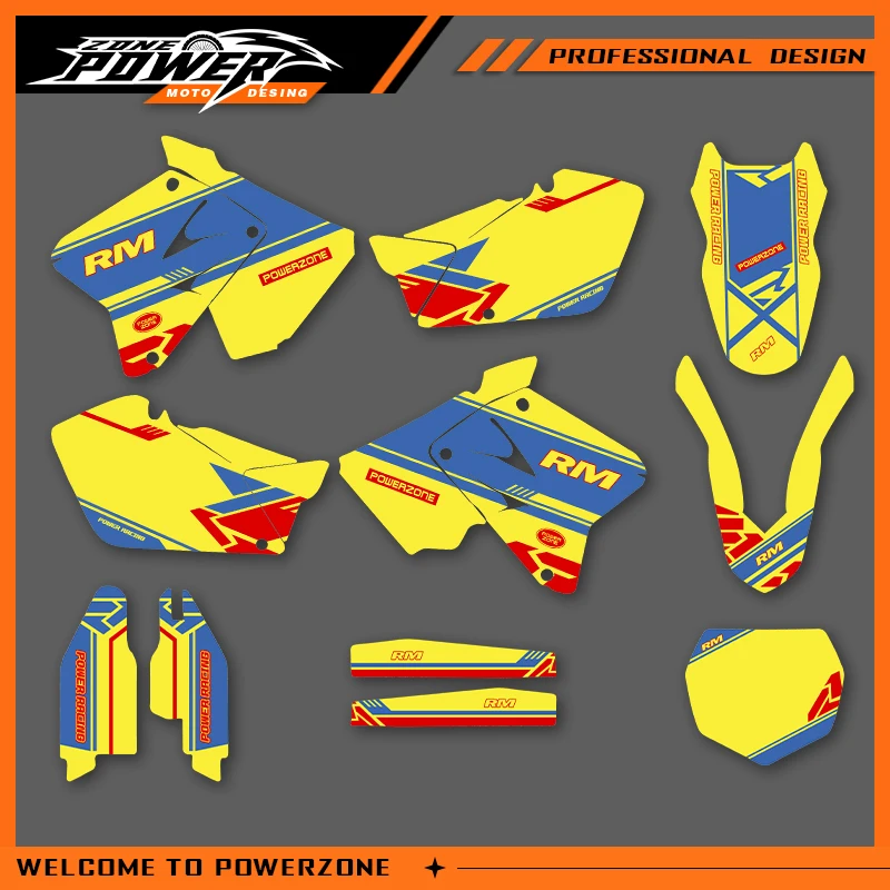 

POWERZONE Мотокросс команда графический фон наклейки наборы наклеек для SUZUKI RM125 250 2012-2001 RM125 RM250 индивидуальный номер 03