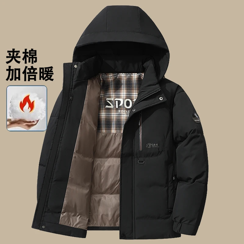 

Winter Jacket Men's Brand Classic Thickened Cotton Clothes Business Casual Workwear Casual Removable Hooded Cold-proof Parka